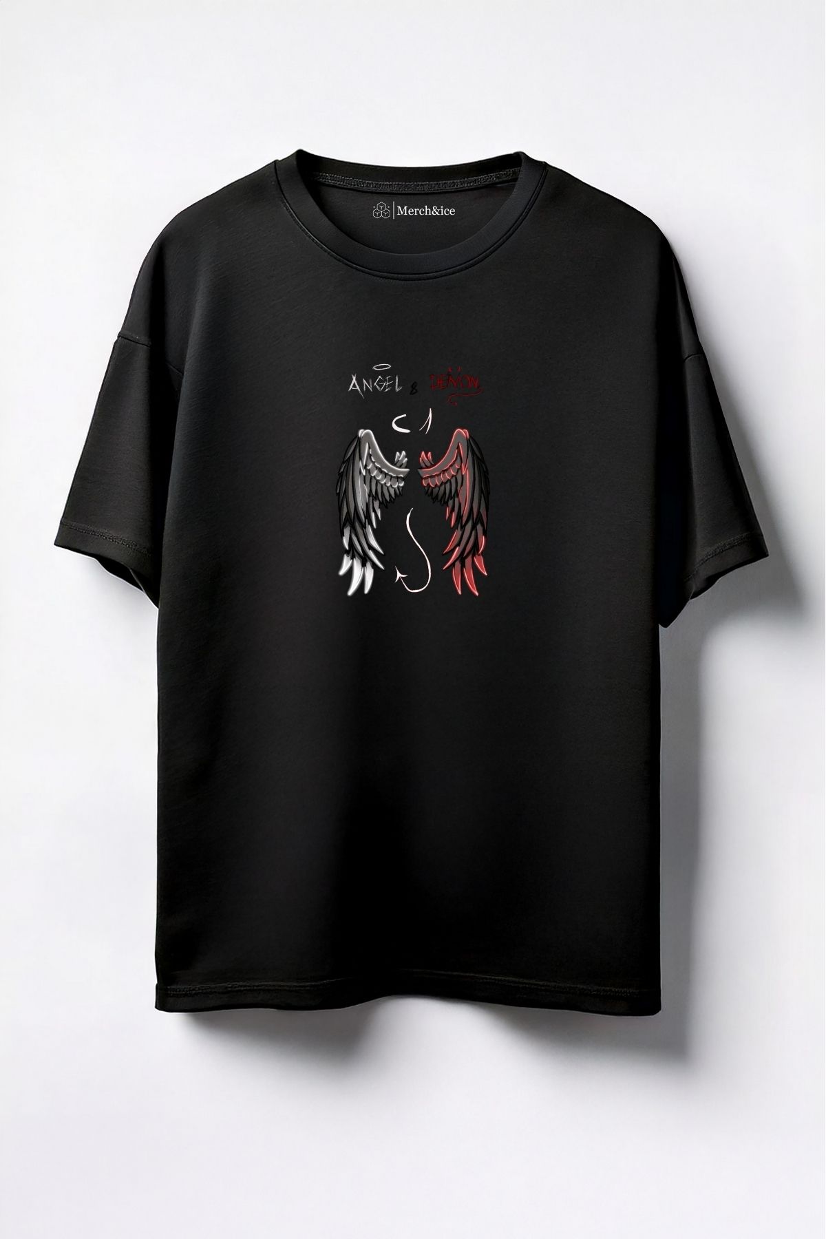 Merch&ice Angel Demon Together Baskılı Unisex Oversize T-Shirt