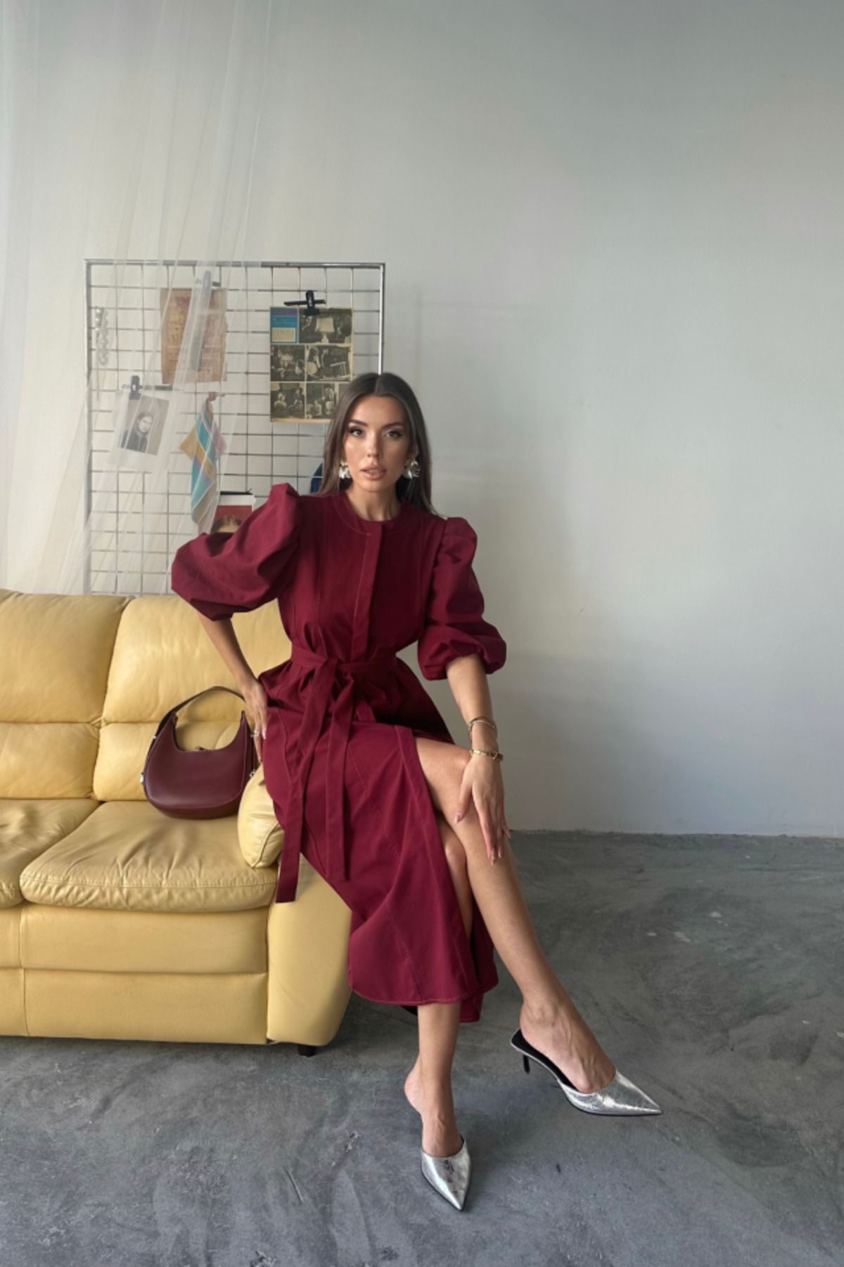velmorafashion KARPUZ KOL ELBİSE - Bordo