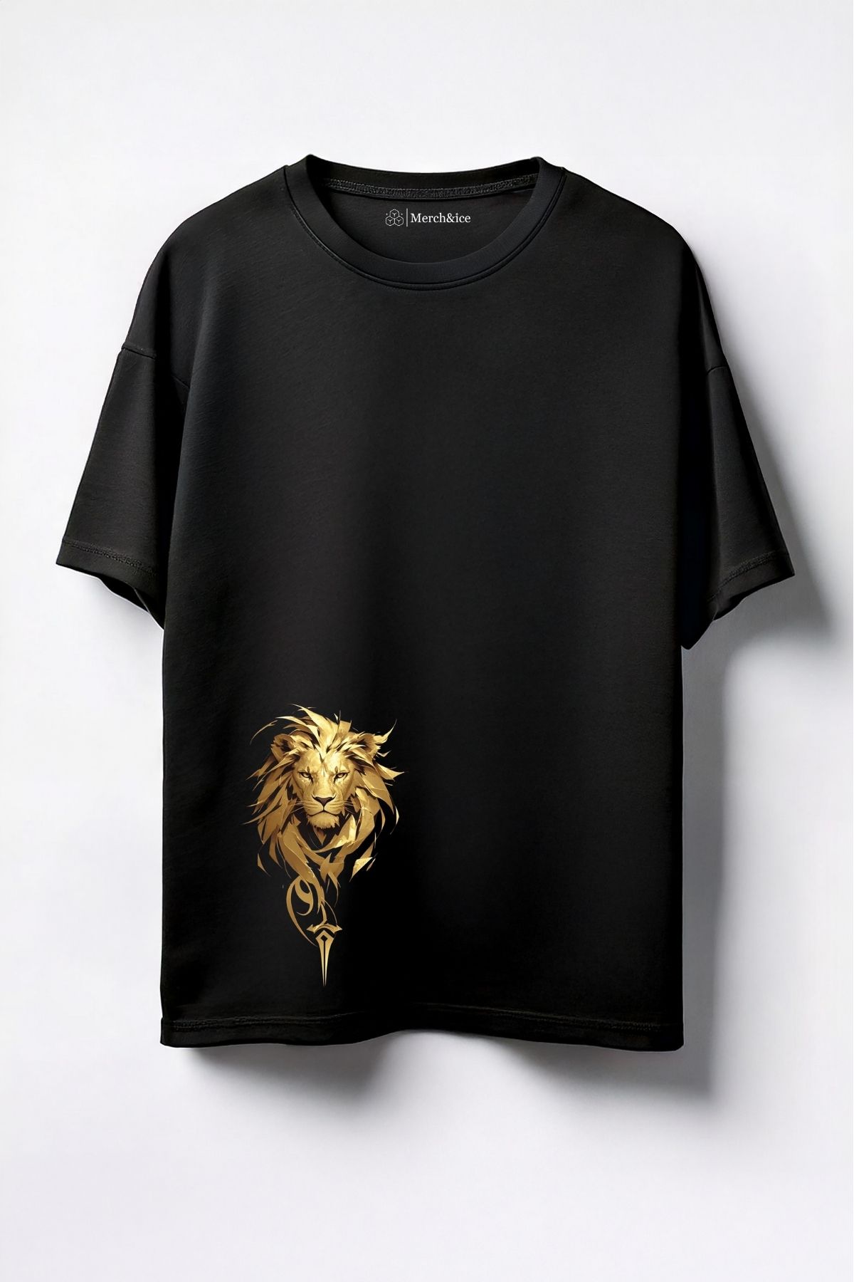 Merch&ice Altın Aslan Baskılı Unisex Oversize T-Shirt