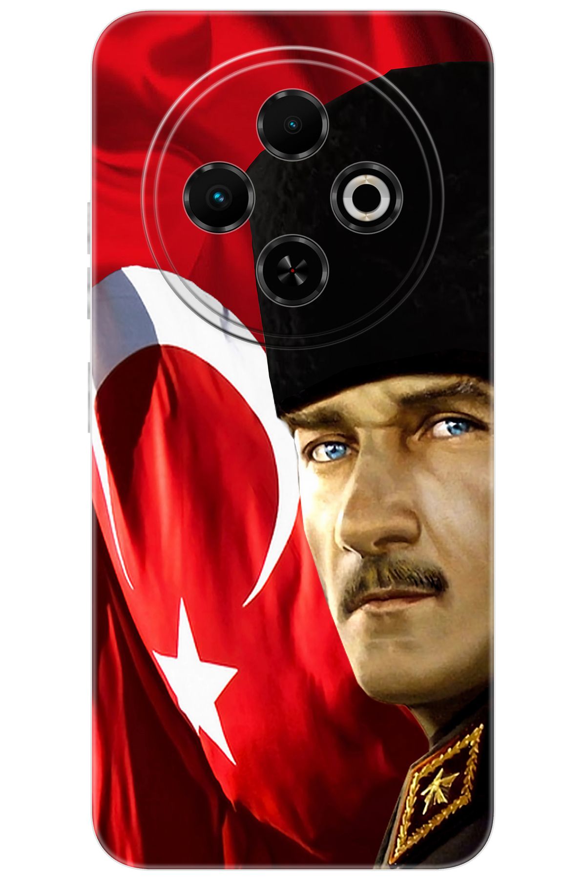 TECNO Spark 30C (KL5/KL5n) Uyumlu Kılıf Desen Baskılı Silikon Atatürk ve Türk Bayrağı STK:726 CP-KBVqFNX