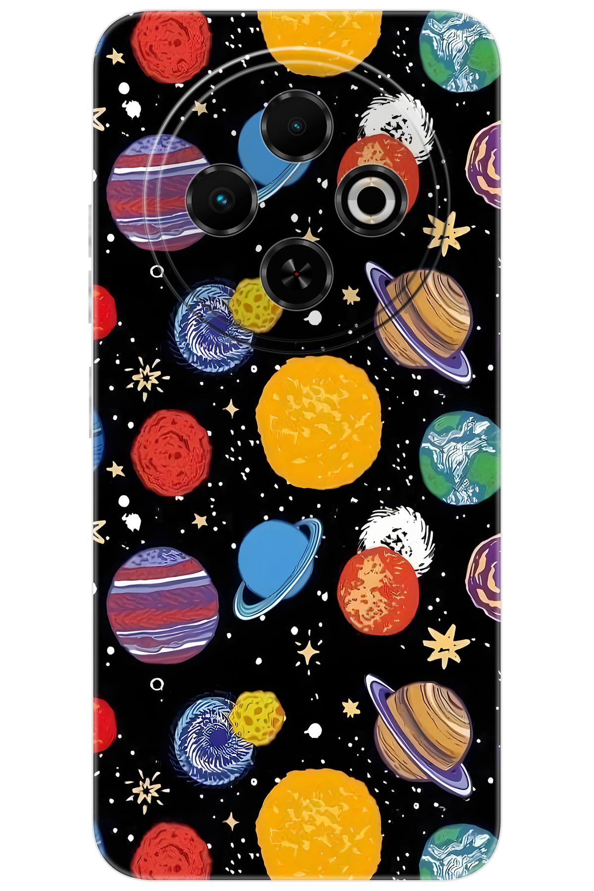 TECNO Spark 30C (KL5/KL5n) Uyumlu Kılıf Desen Baskılı Silikon Gezegenler STK:686 CP-RL5h0CN