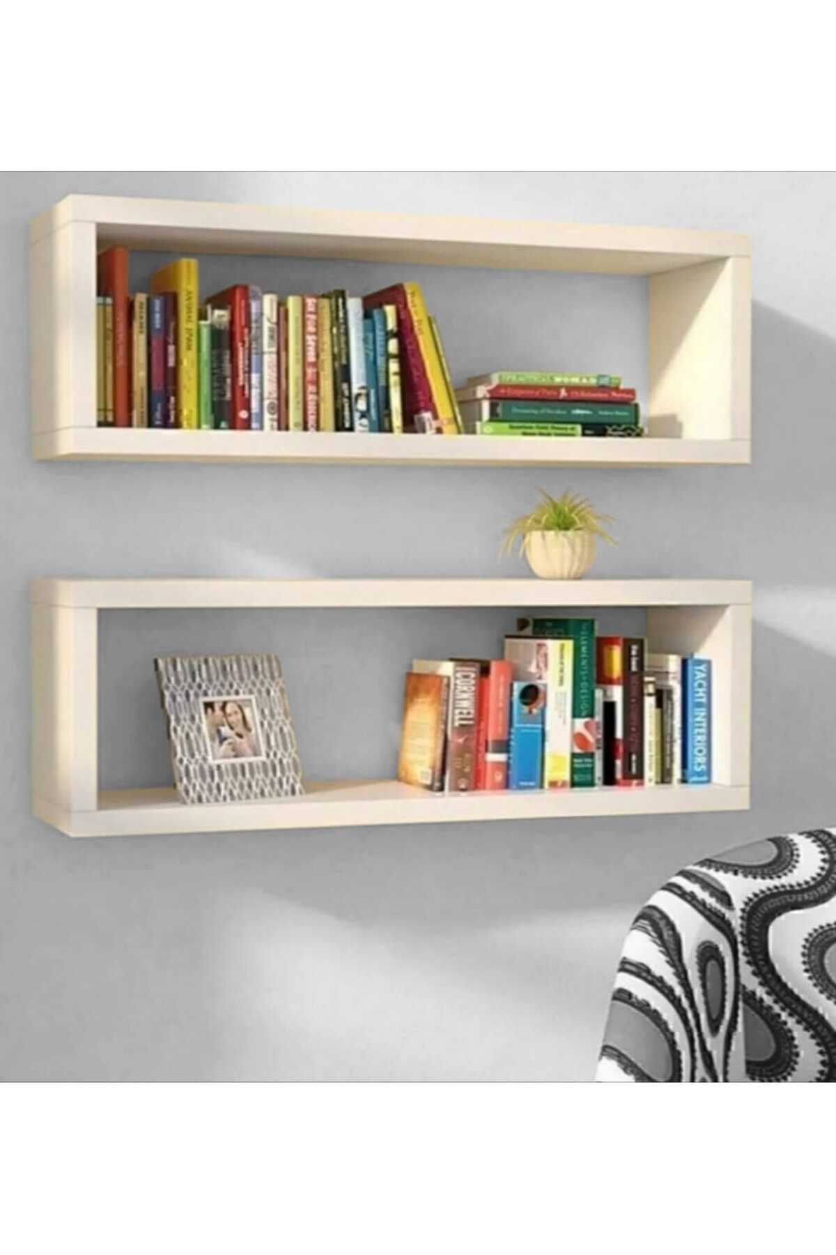 Ayşe Abladan Duvara Monte Kitaplık Beyaz 2 Li 90cm 14 Raf 25 Cm(Y)