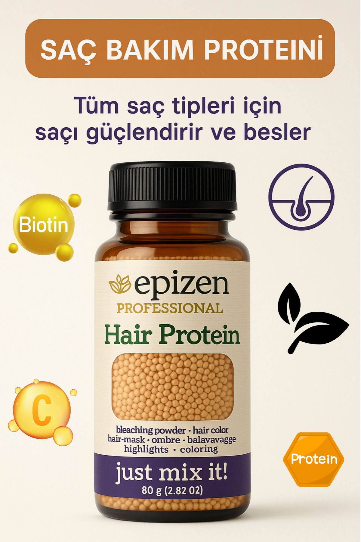 EPİZEN Saç Bakım Proteini Yıpranmlara Ve Dökülmelere / Saç Açma Boya İşlemlerinde Özel Ürün Hair Protien
