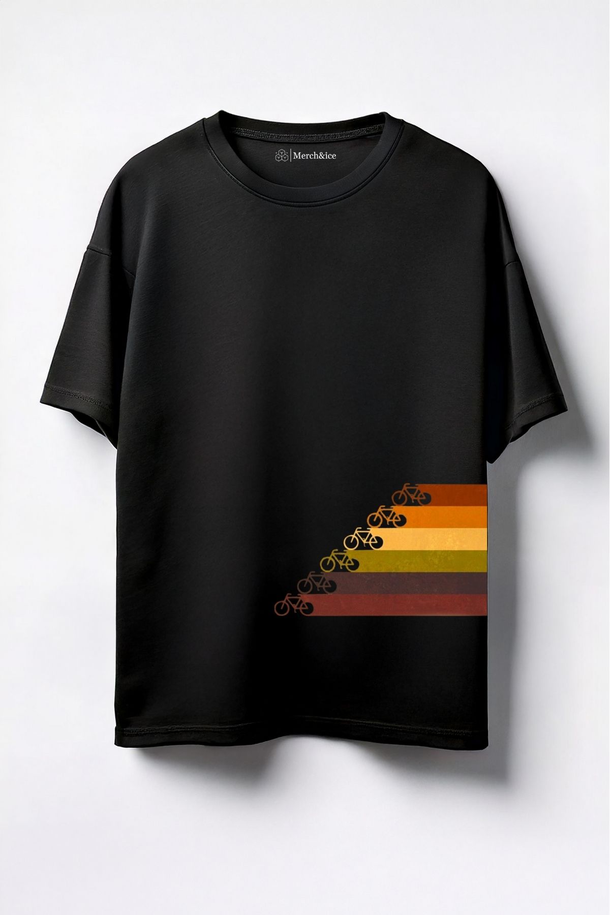 Merch&ice Reprenkli Bisikletler Baskılı Unisex Oversize T-Shirt