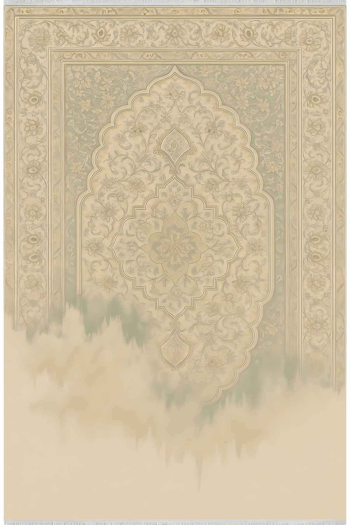 TNYLOF Eriyen Retro Halı – Bej Tonlarda Sanatsal Desen | Kaymaz, Yıkanabilir