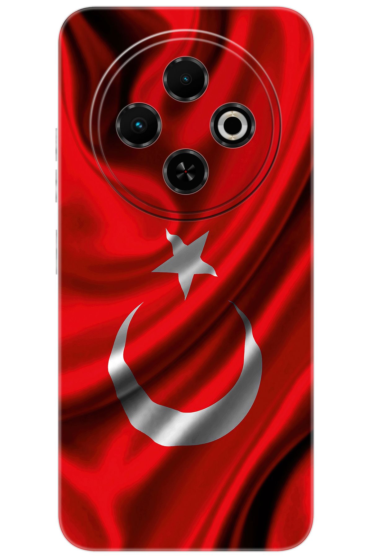TECNO Spark 30C (KL5/KL5n) Uyumlu Kılıf Desen Baskılı Silikon Dalgalı Türk Bayrağı STK:369 CP-irIqcgS