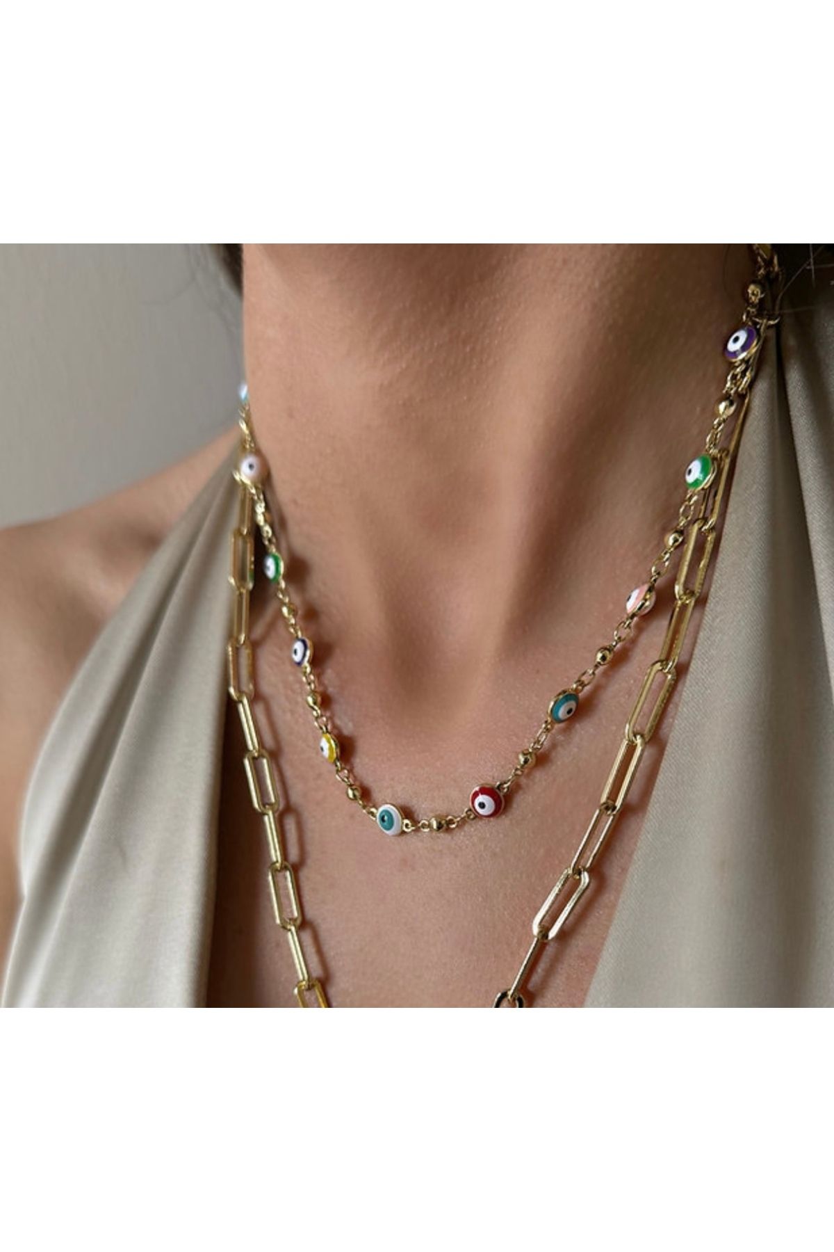 ANKA Accessories Xuping Renkli Nazar Boncuklu Kolye Gold