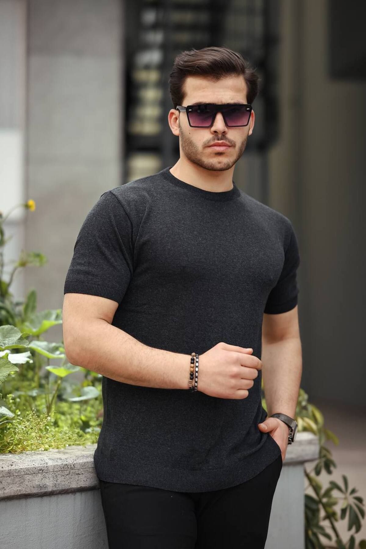 TMB Düz Triko Tişört Füme