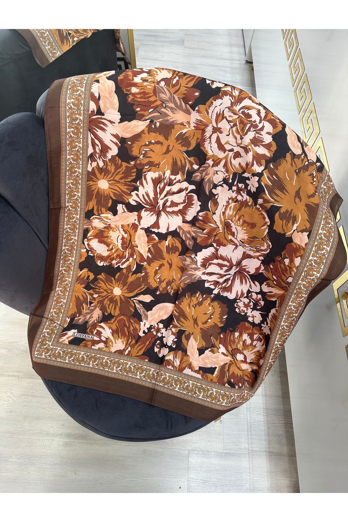 NurScarf Rose Desen Pamuk İpek Şal