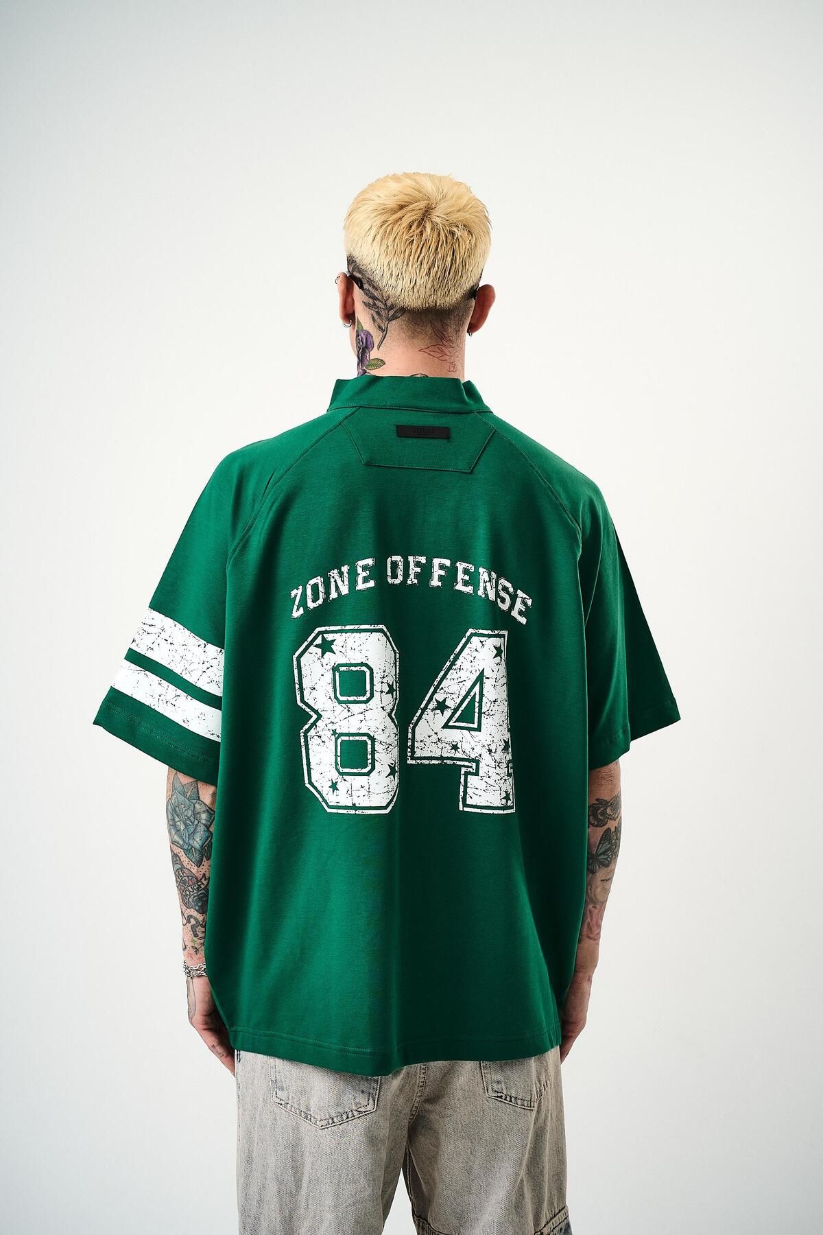 Respire Erkek 84 Zone Baskılı Oversize T-Shirt Nefti