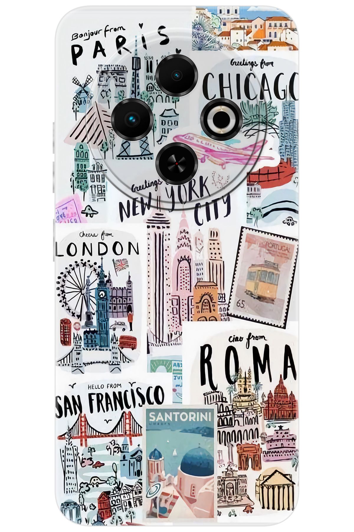 TECNO Spark 30C (KL5/KL5n) Uyumlu Kılıf Desen Baskılı Silikon Newyork Roma London STK:624 CP-SZYxZWj