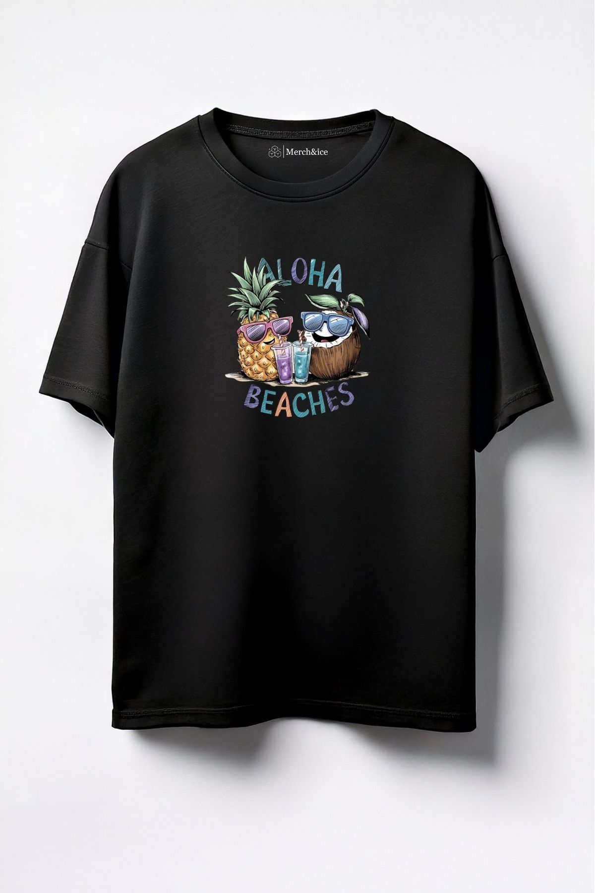 Merch&ice Aloha Beaches Baskılı Unisex Oversize T-Shirt