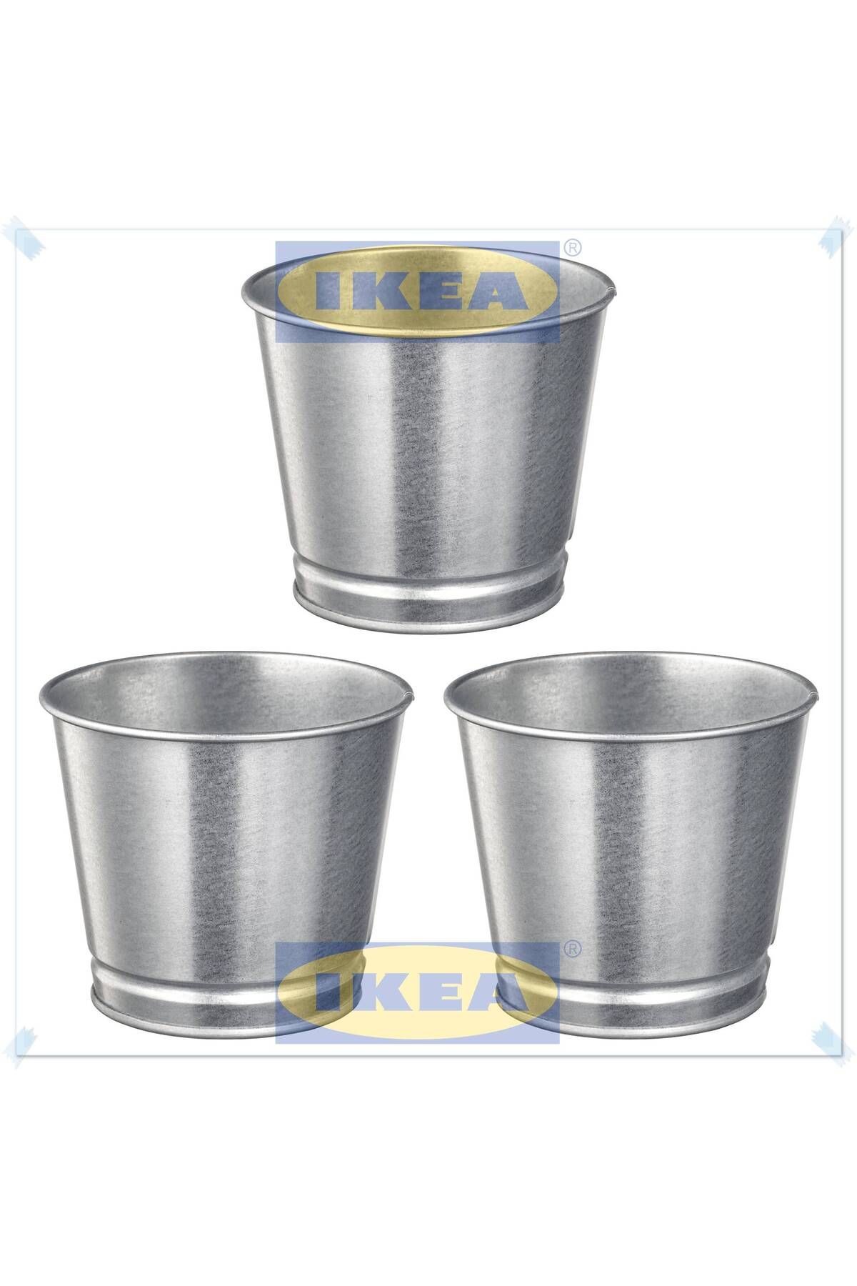 IKEA Bıntje Galvanizli Çelik Saksı, 9 cm, 3'lü Set