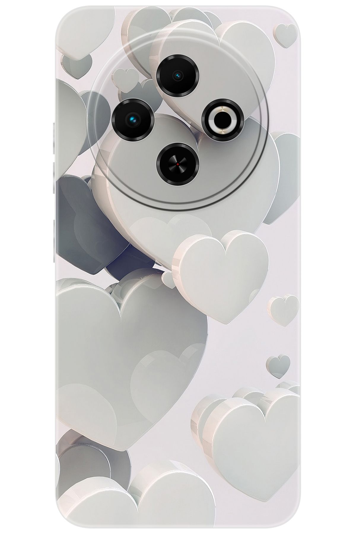 TECNO Spark 30C (KL5/KL5n) Uyumlu Kılıf Desen Baskılı Silikon Beyaz Kalpler STK:259 CP-ydtYRdr