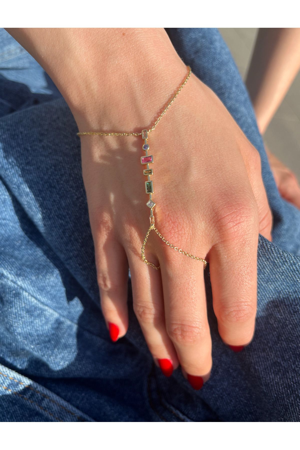 Aurella Accessories Renkli Taşlı Tasarım Şahmeran