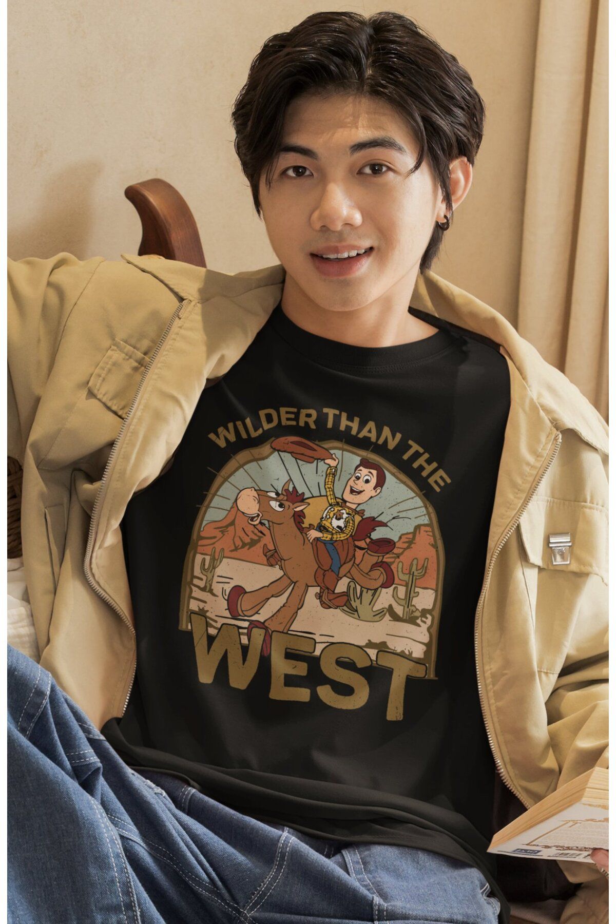 Fuddy Moda Unisex Wilder Than The West Baskılı Tişört, Oversize Toy Story Temalı T-Shirt