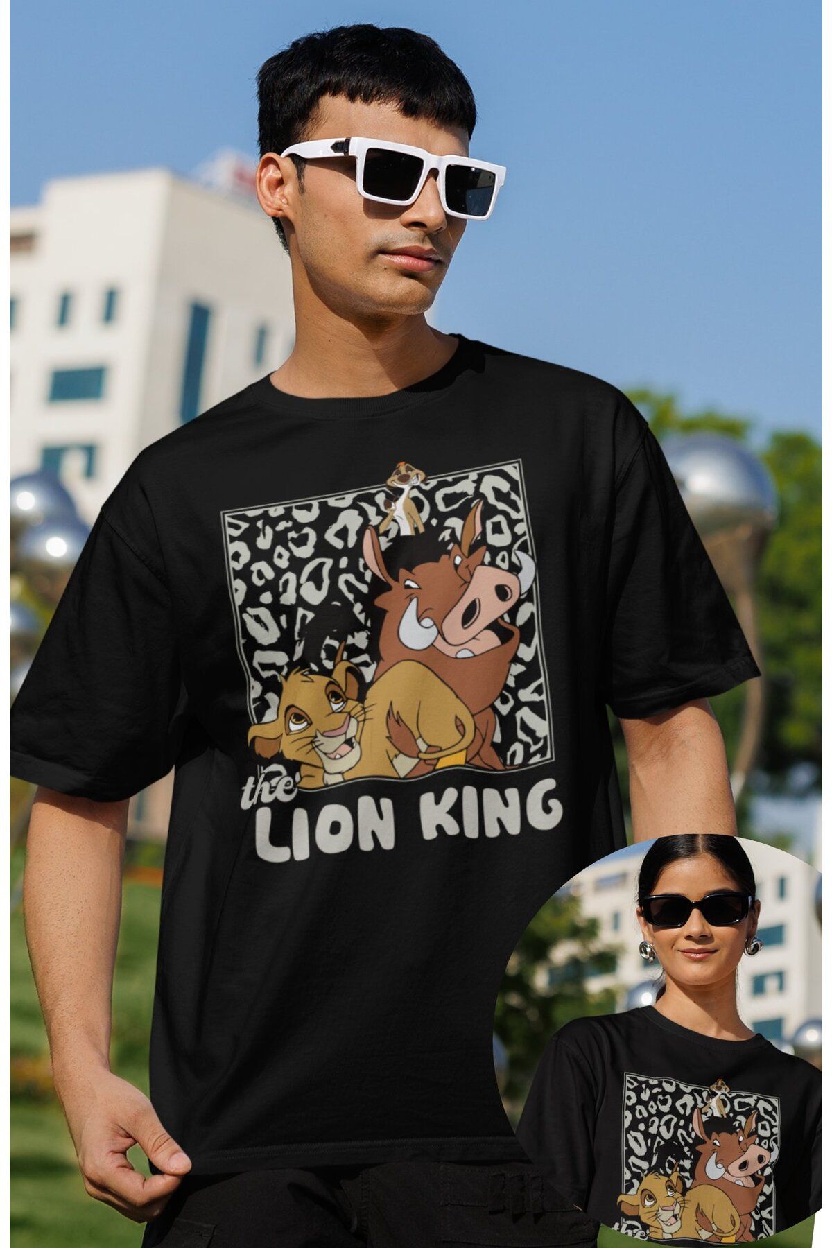 Fuddy Moda Unisex The Lion King Yazılı Tişört, Oversize Çizgi Film Aslan Kral Temalı T-Shirt