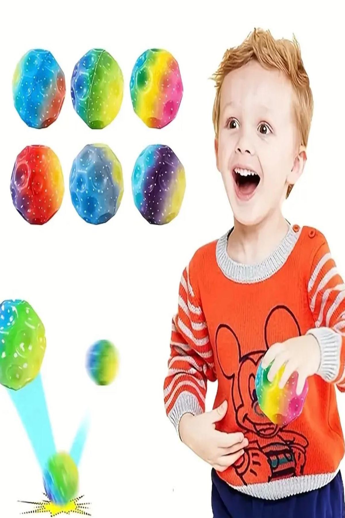 Hyd Oyuncak 1 Adet Zıplayan Top Gökkuşağı Desenli Bahçe Havuz Oyuncağı