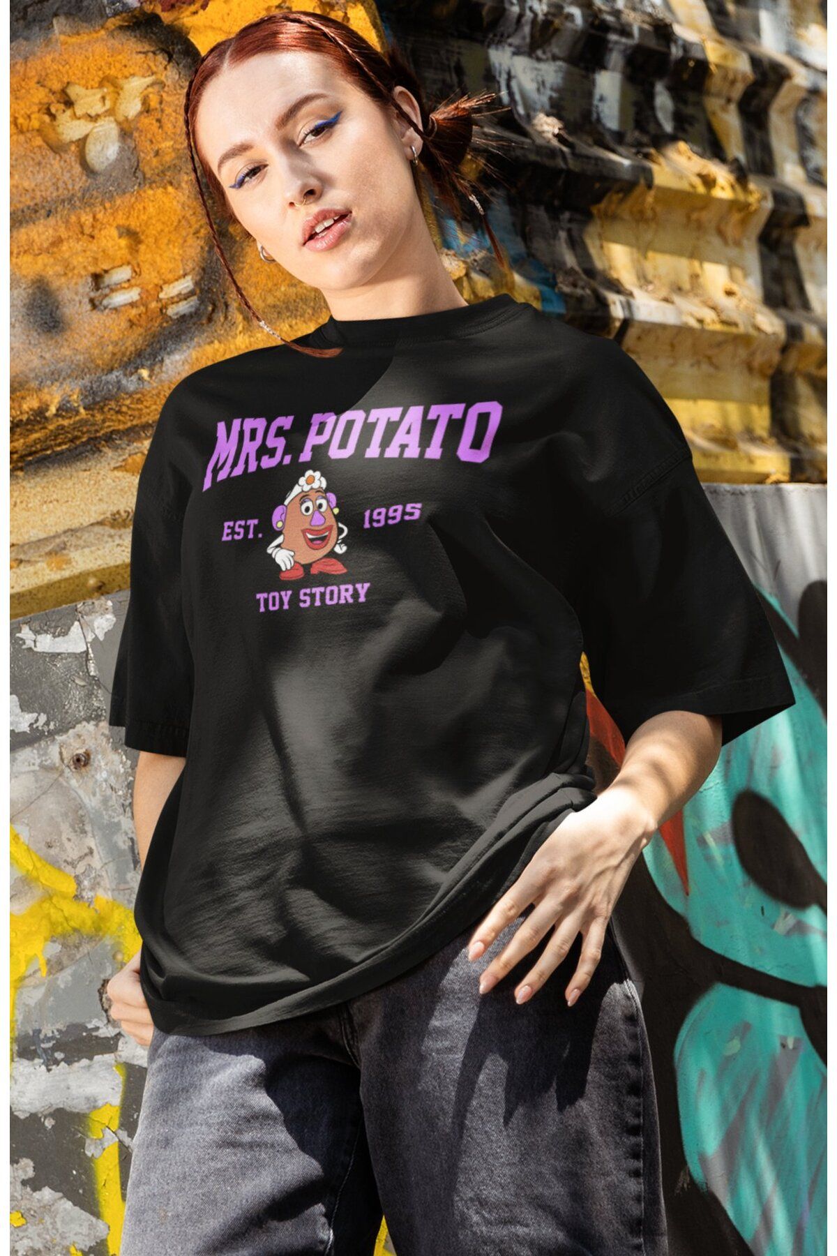 Fuddy Moda Unisex Toy Story Mrs Potato Est 1995 Baskılı Couple Tişört,Oversize Oyuncak Hikayesi Temalı T-Shirt