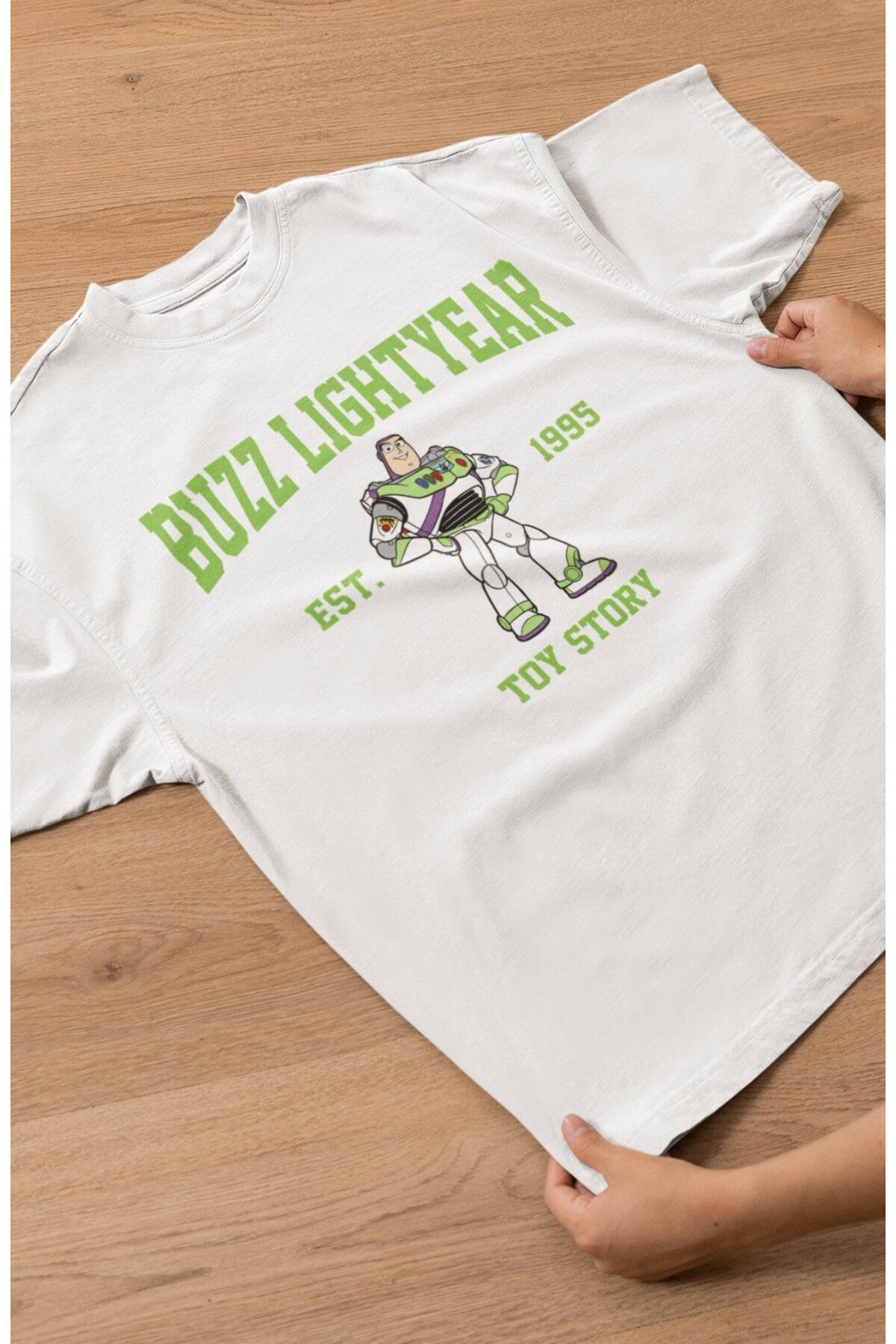 Fuddy Moda Unisex Toy Story Buzz Lightyear Baskılı Tişört, Oversize Oyuncak Hikayesi Temalı T-Shirt