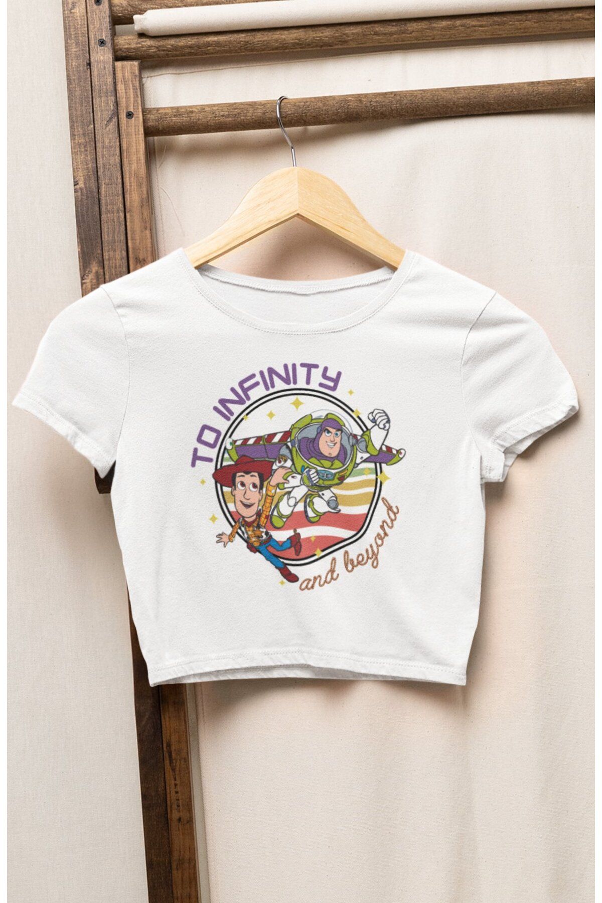 Fuddy Moda Kadın Toy Story Baskılı Crop Top, Kız Çocuk Oyuncak Hikayesi Temalı Crop Bluz