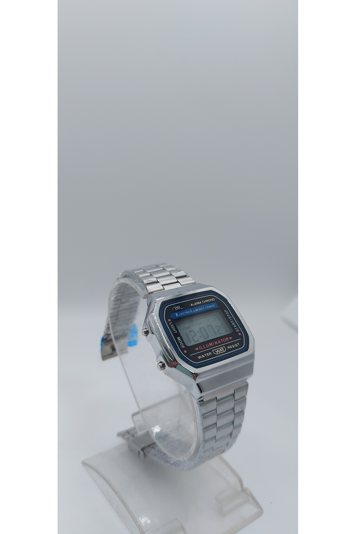 brabo-Brabo digital watch with stopwatch and night light, steel 1