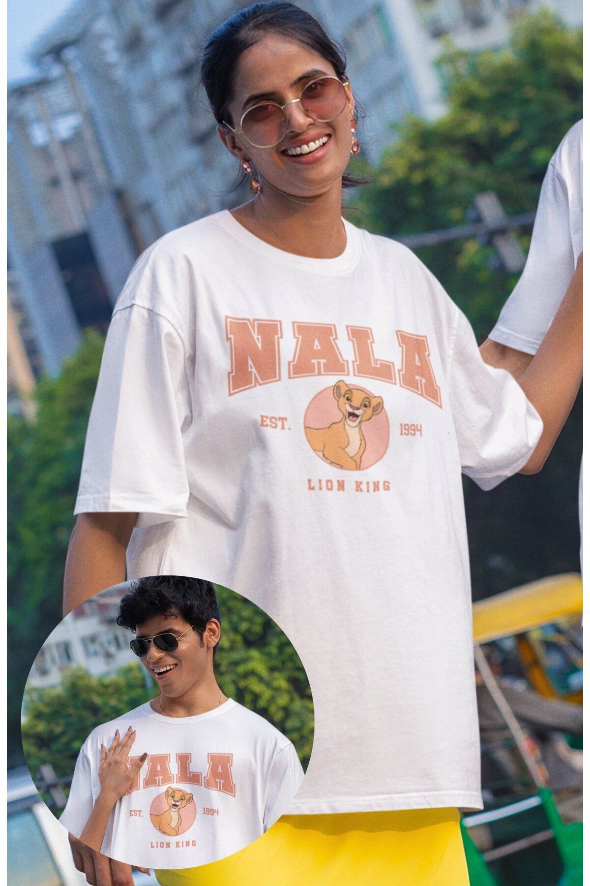 Fuddy Moda Unisex Lion King Nala Baskılı Tişört, Oversize Çizgi Film Aslan Kral Temalı T-Shirt