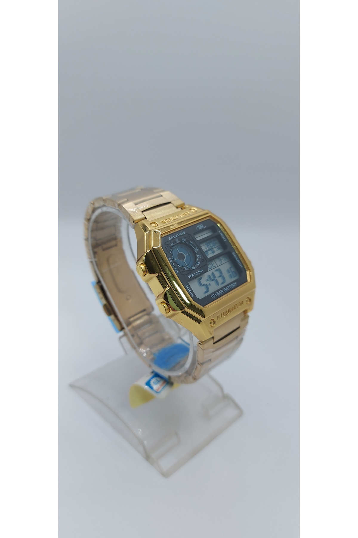 brabo-Digital Watch with Three Screens Gold Stopwatch Night Light 1