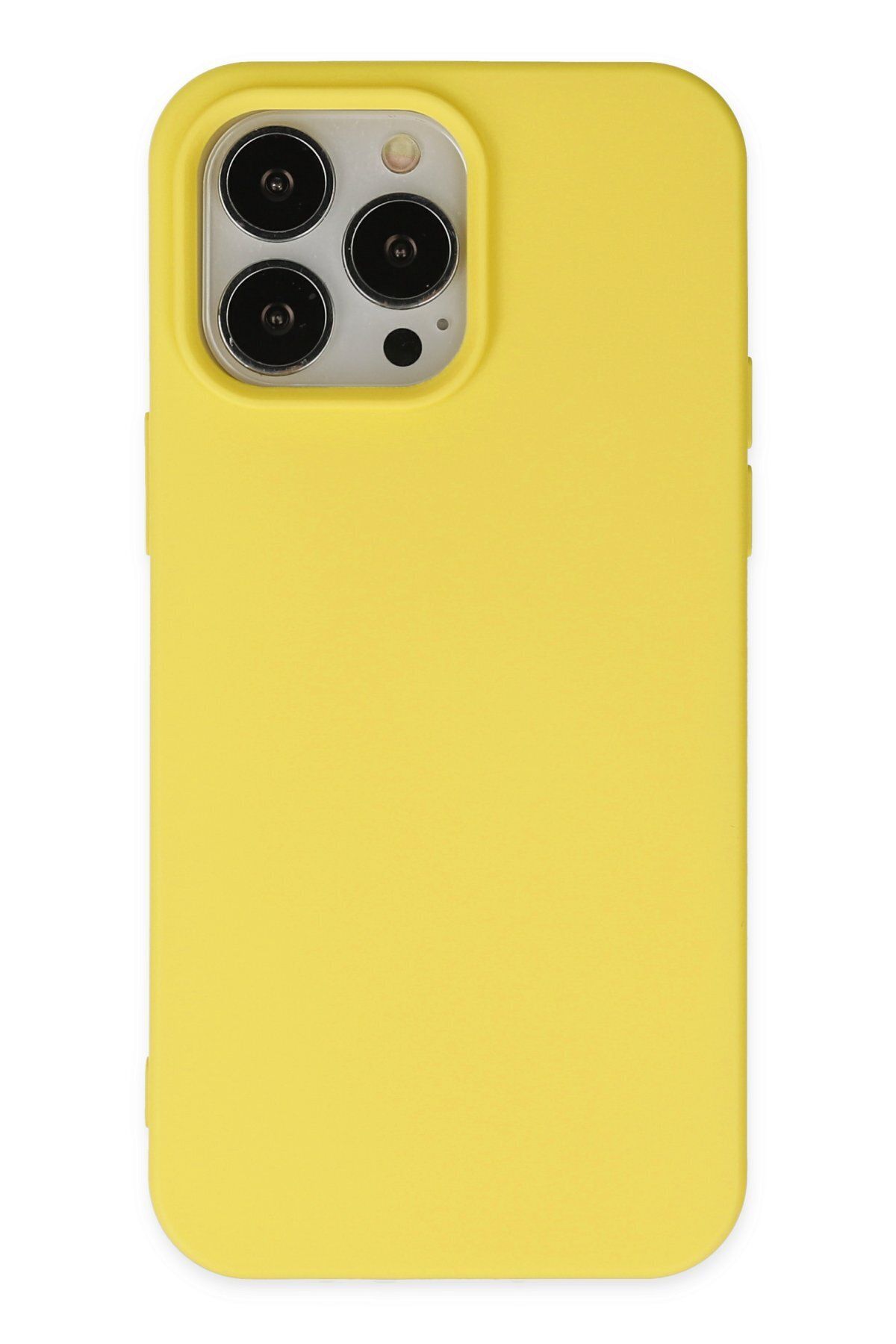 cepmoda iPhone 15 PRO - Uyumlu Cpmd içi kadife Soft-Nano Doku Kapak/Kılıf - SARI