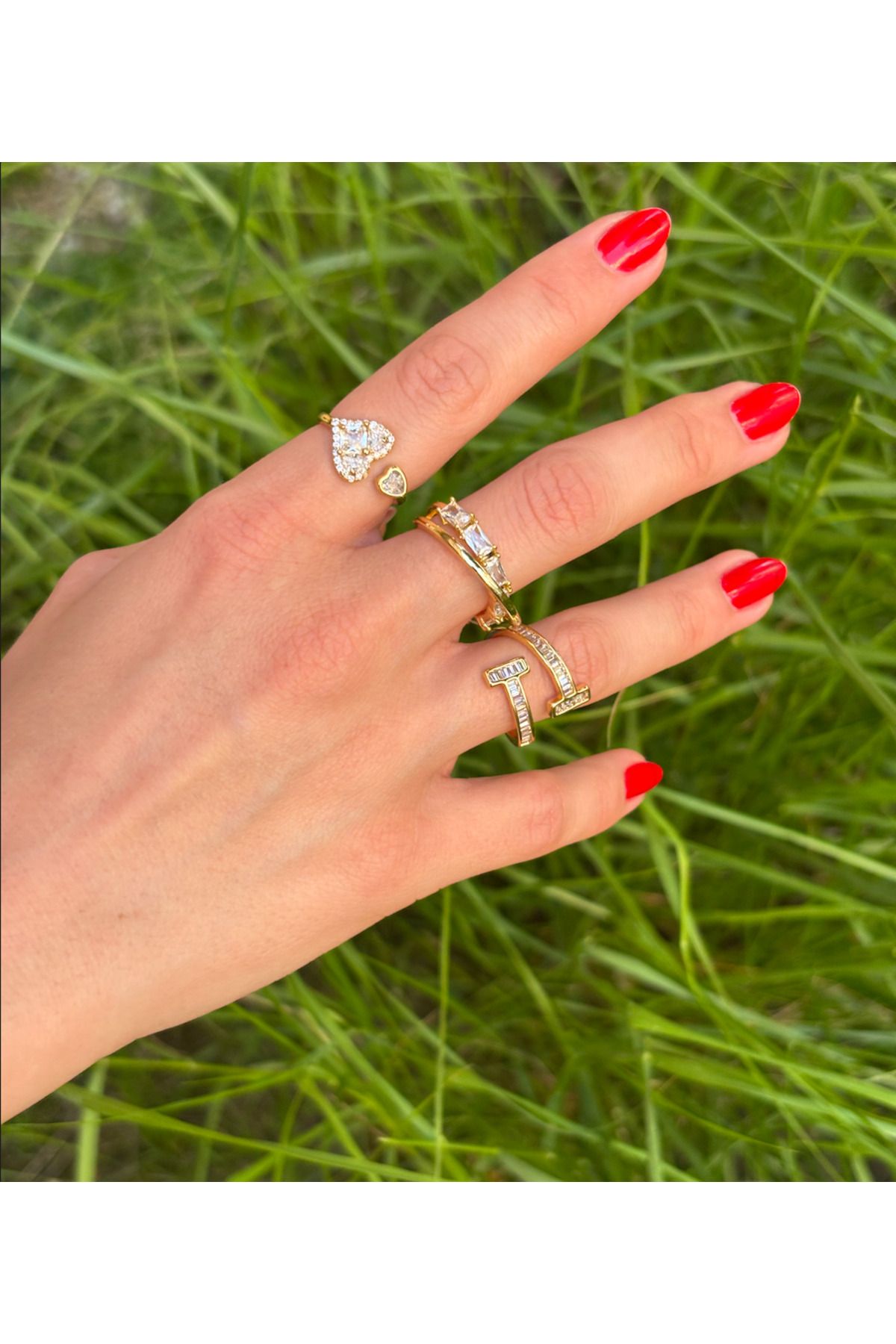 Aurella Accessories 3'lü Yüzük Takımı