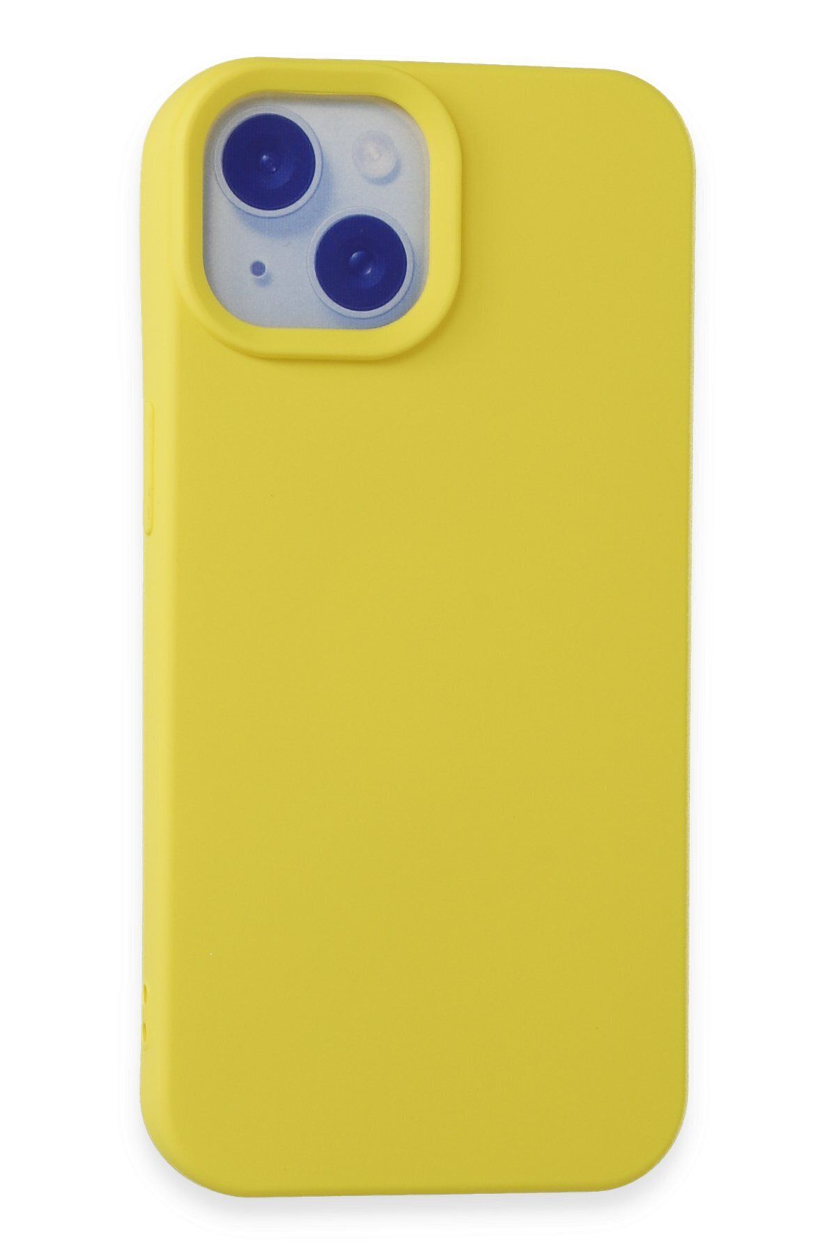 cepmoda iPhone 15 Uyumlu - Cpmd içi kadife Soft-Nano Doku Kapak/Kılıf - SARI