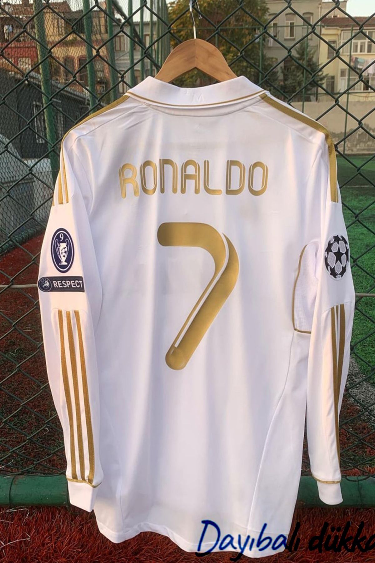 DAYIBALI DÜKKAN DAYIBALI Cristiano Ronaldo 2011/12 Beyaz Gold Uzun Kol Şampiyonlar Ligi Forması