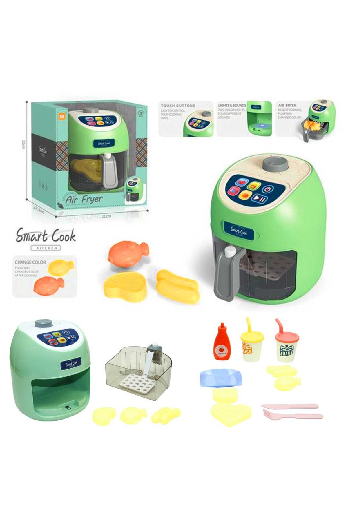 Art Tone AİR FRYER DOKUNMATİK FRİTÖZ LD-6613A RENK DEĞİŞTİREN GIDALAR 3+