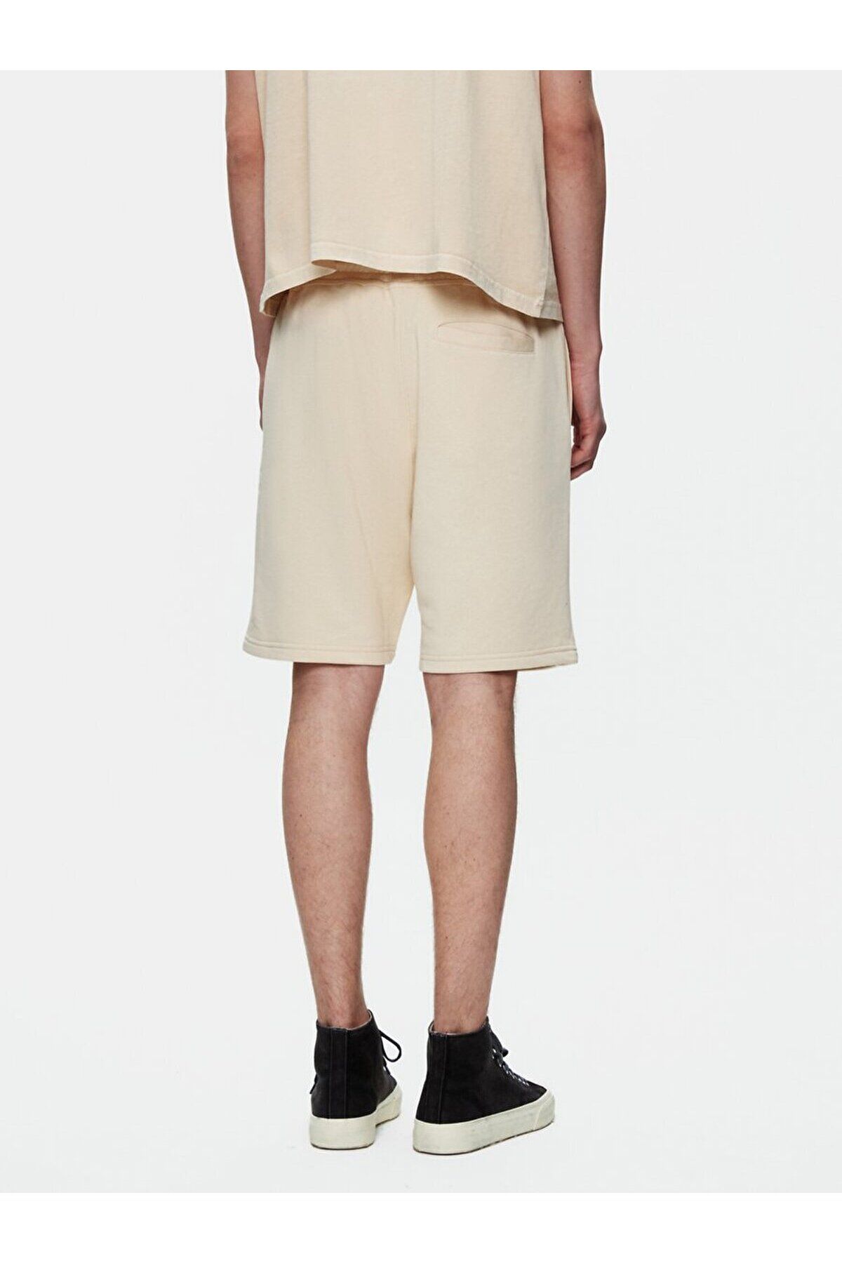 Ltb-Basic Text Printed Knitted Beige Shorts 2