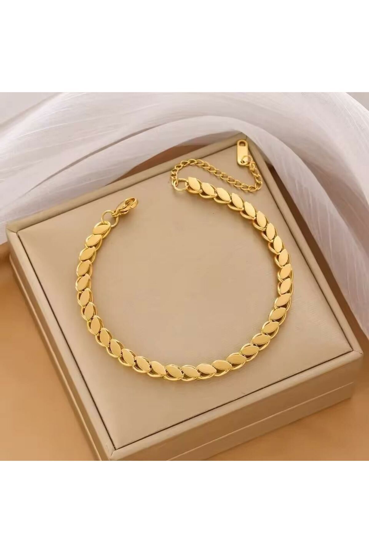 stainles steel Çelik Arpa Bileklik Gold 316L Orijinal Karamaz Çelik Altın Rengi Kadın Italyan Zincir Arpa Bileklik