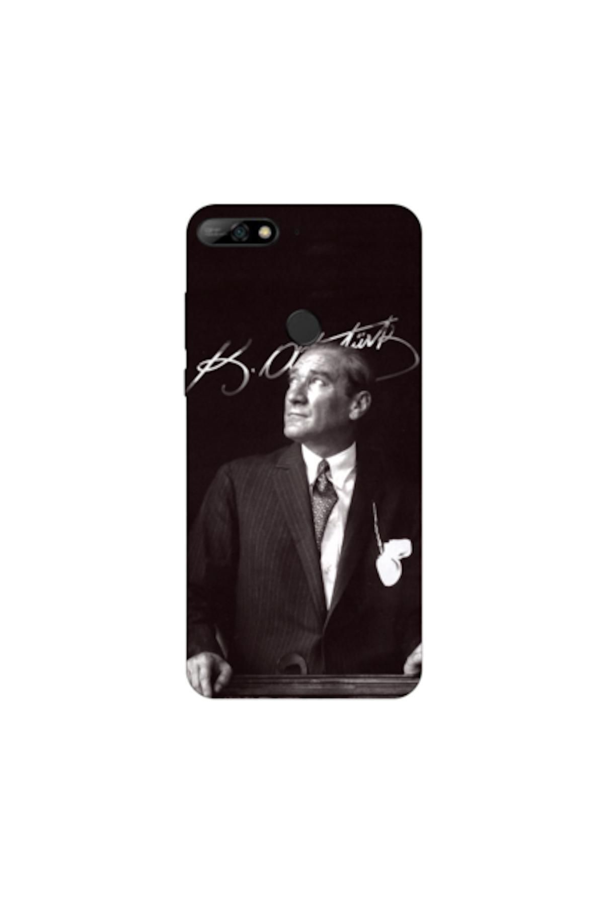 Zebana Huawei Y7 Prime 2018 Uyumlu Kılıf Mustafa Kemal Atatürk Silikon Kılıf (Baskılı)