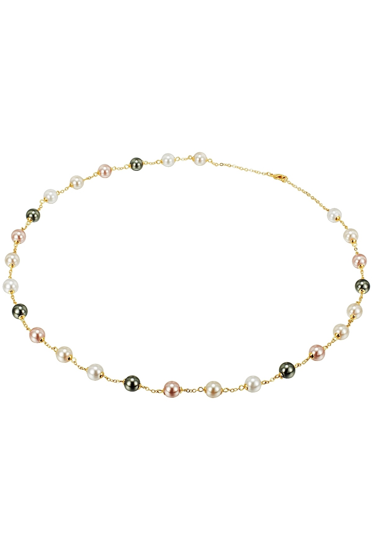 Lulu & Jane-Modeschmuckhalskette Kette gelbvergoldet synthetische Perle weiss grau cremeweiß apricot 3