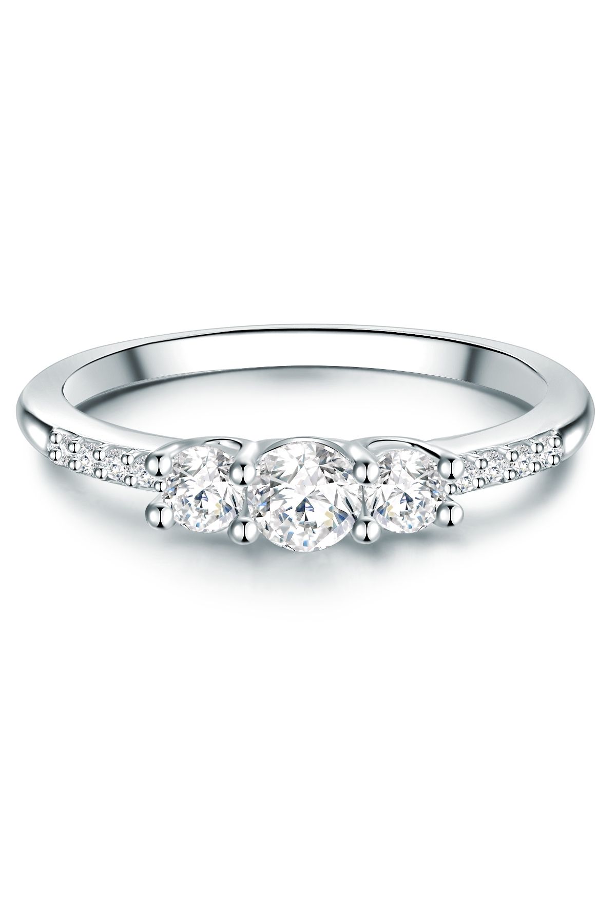 Trilani Silberring Ring Sterling Silber Zirkonia Weiß für Damen - 52