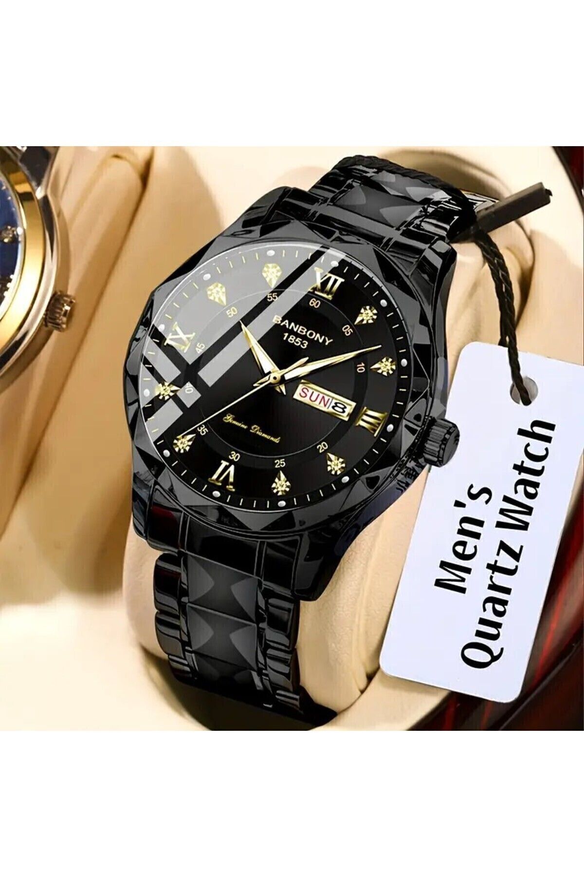 Banbao-Banbony Men's Multifunctional Stainless Steel Strap Watch with Roman Numerals, Calendar 3