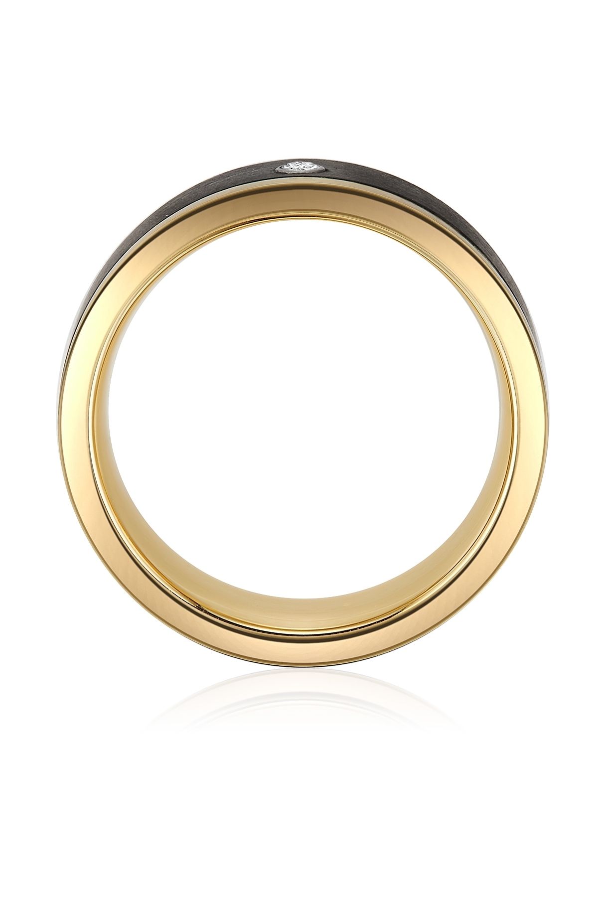 Trilani-Edelstahlring Ring Edelstahl Gelbgold Zirkonia Weiß 3