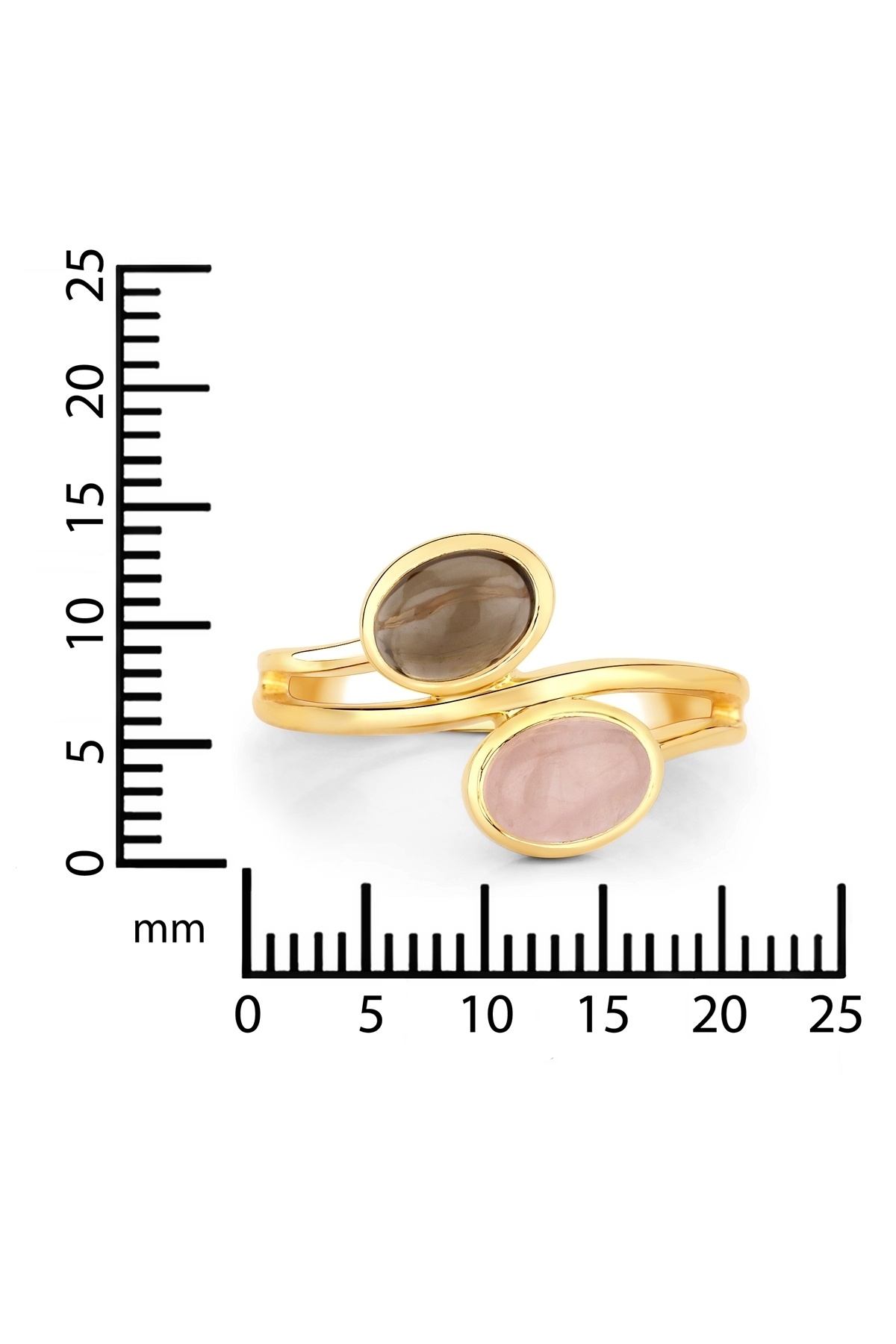 Rafaela Donata-Edelsteinring Ring Sterling Silber gelbvergoldet Rosenquarz Rauchquarz grau 4