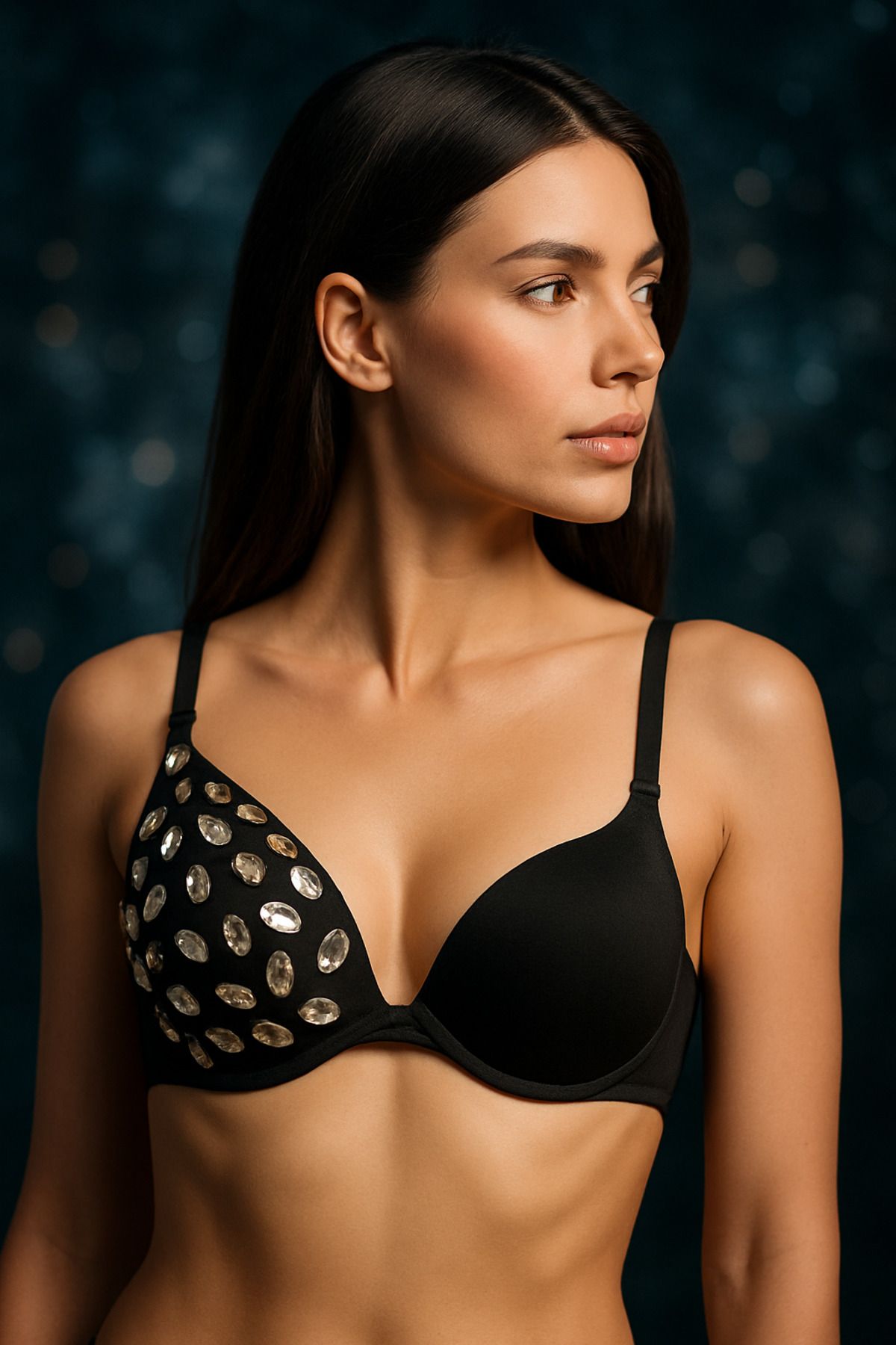Tasarım Kişiye özel el emeği göz nuru hazırlanan taş işlemeli bikini üstü gögüs kenarı 75 cm