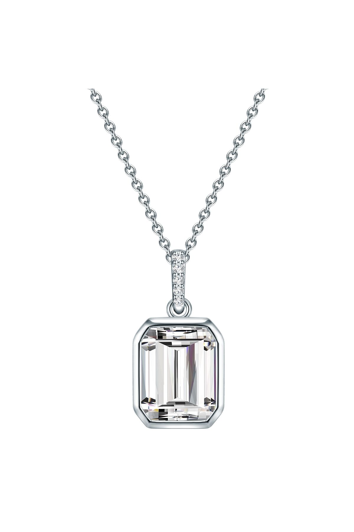 Trilani-Silberhalskette Kette Sterling Silber Zirkonia Weiß 1