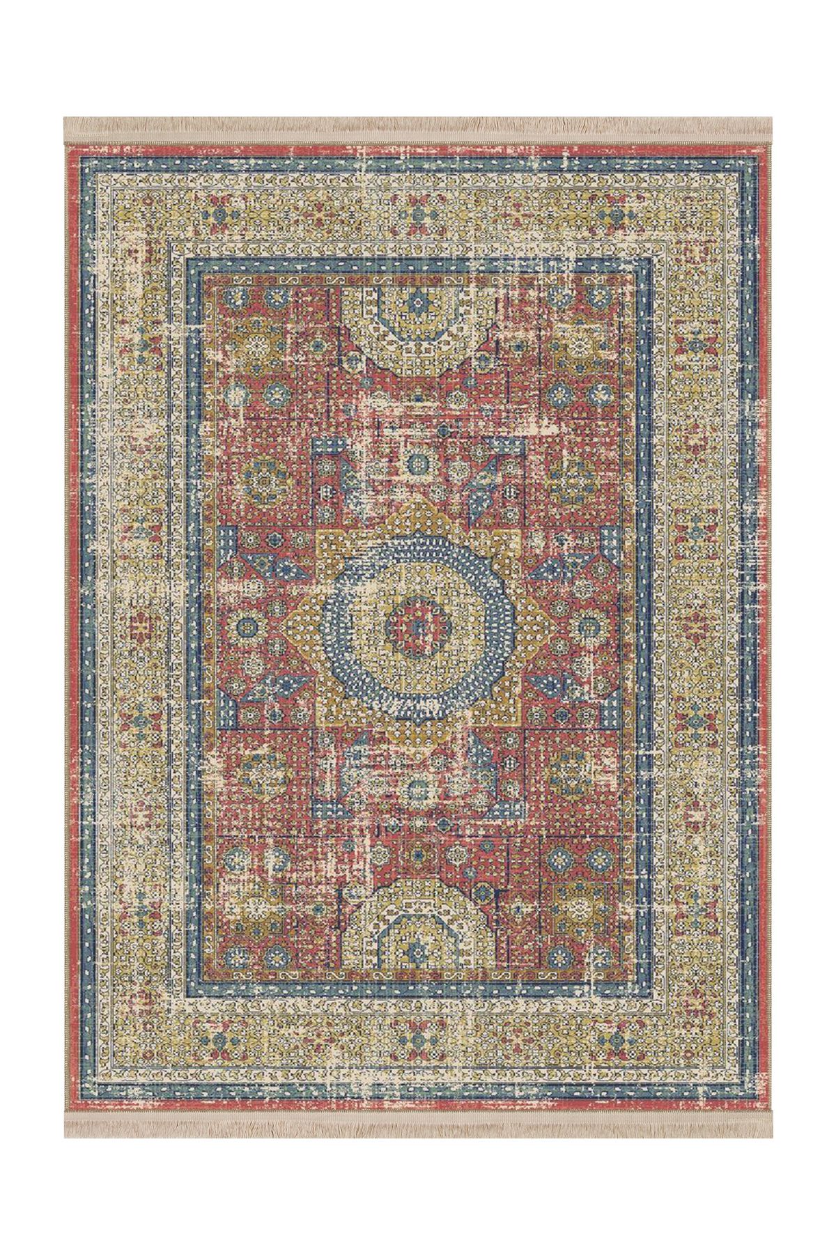 Rugs Modern Halı Memlük Koleksiyonu Çok Renkli Etnik Motifler Desenli Dokuma Taban Vintage Dekoratif Halı memlük33