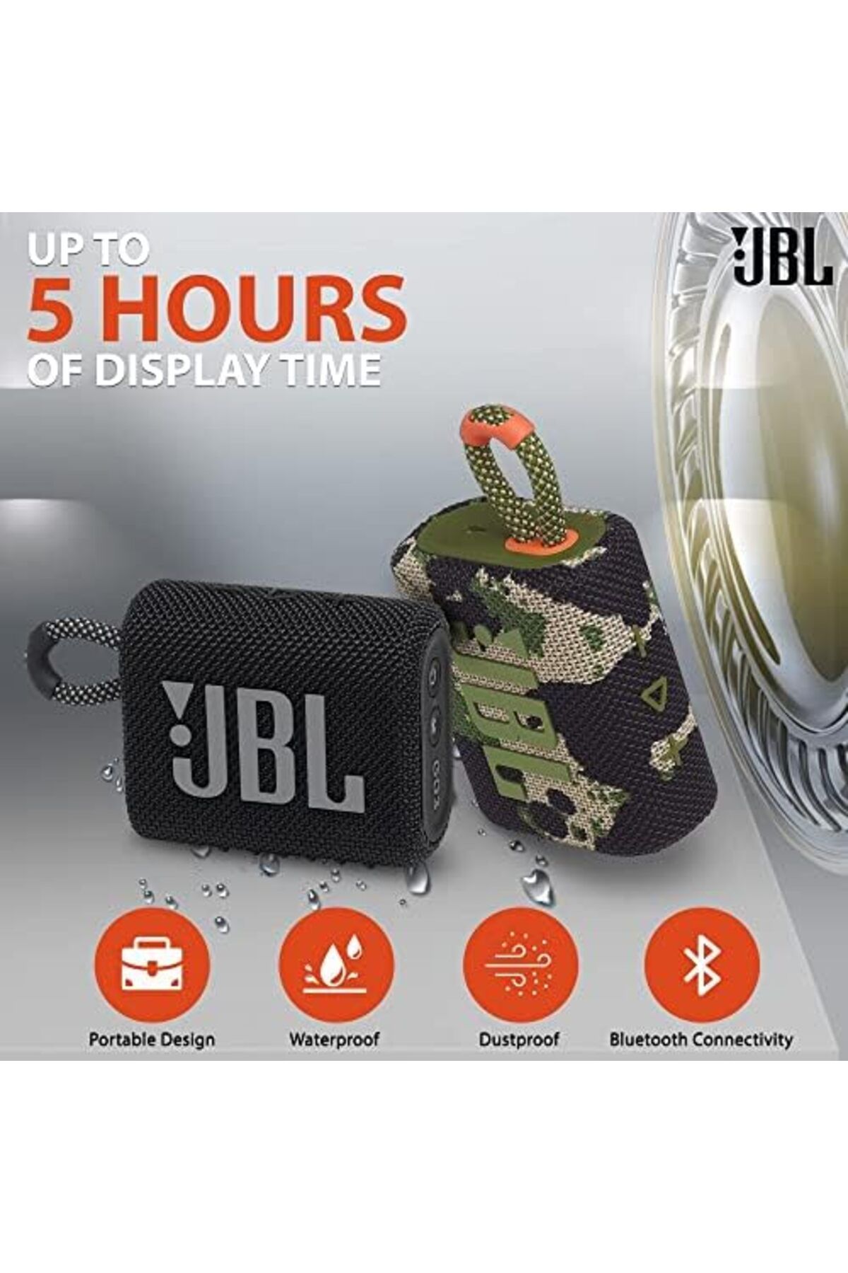 JBL-Boomph On-The-Go Kit: JBL Go 3 Portable Bluetooth Wireless Speaker, IP67 Waterproof and Dustproof Bu 6