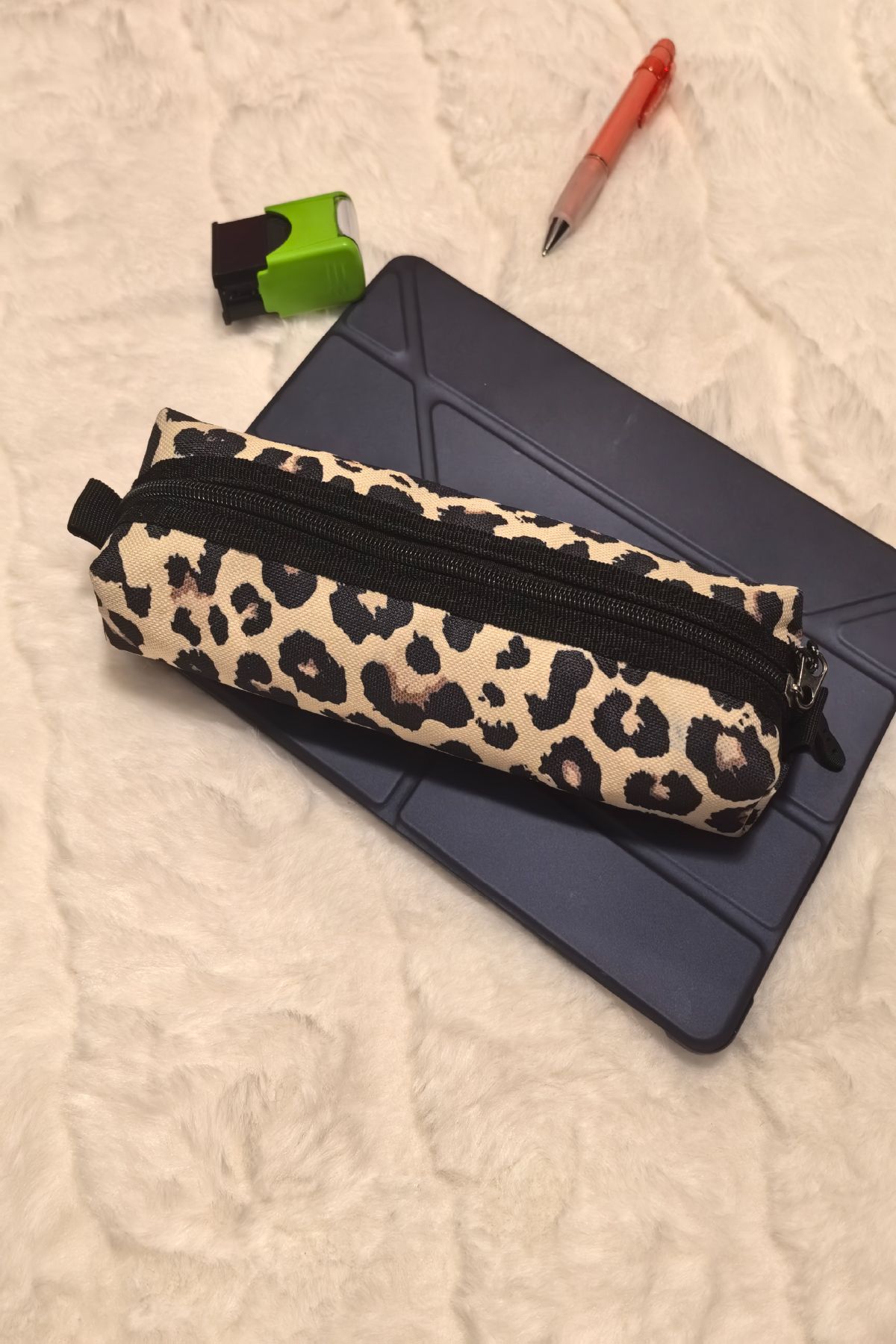 DUCS Leopar Desenli Kalemlik Kalem Kutusu Cüzdan Makyaj Çantası - MK107