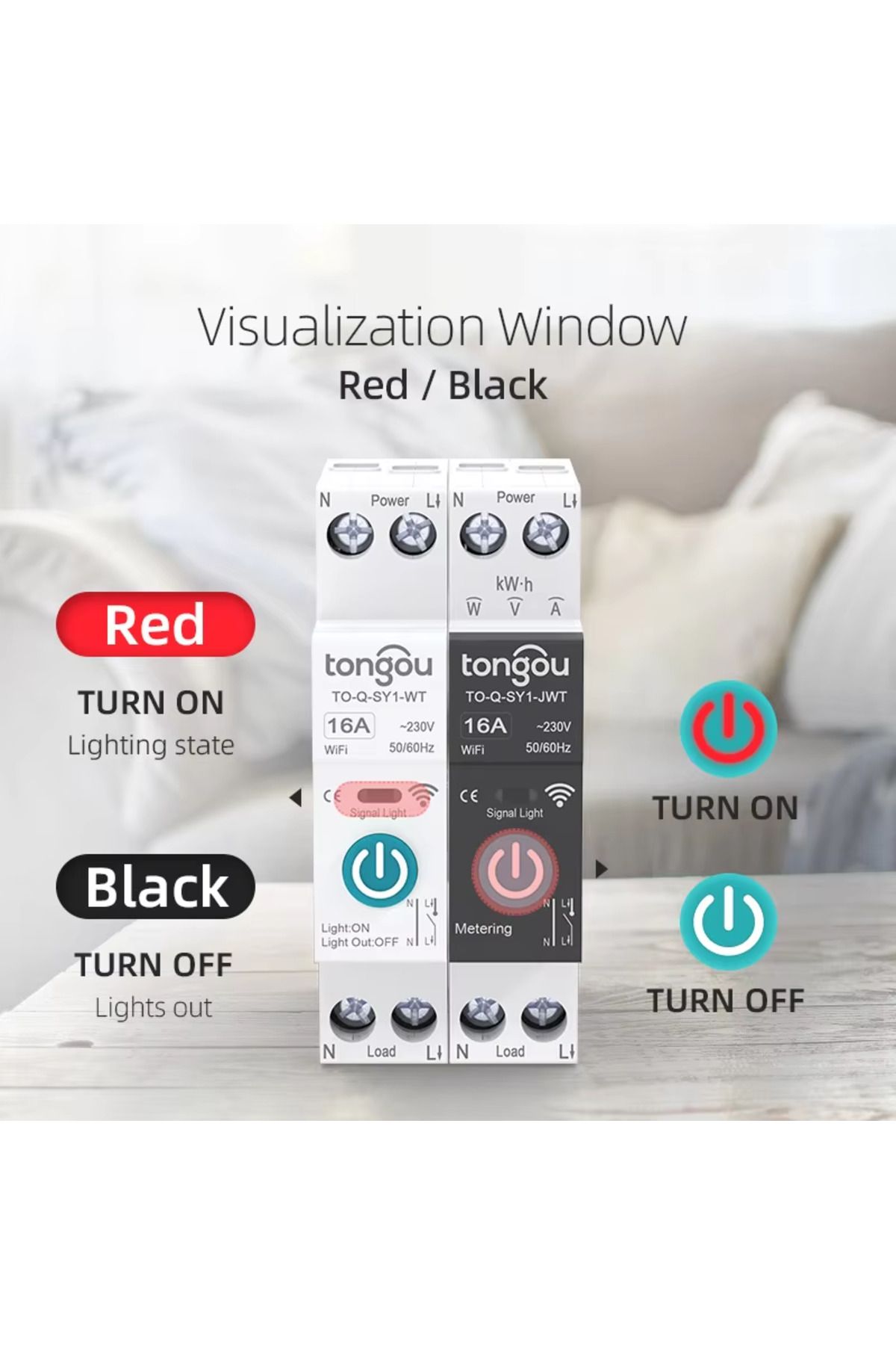 TONGOU-Black With Metering 25a Tuya Wifi Smart Circuit Breaker Power Metering 1p 63a Din Rail For Smart Hom 2