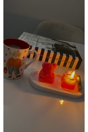 Candle Art Tabaklı Ayıcıklı Kavanoz Mum