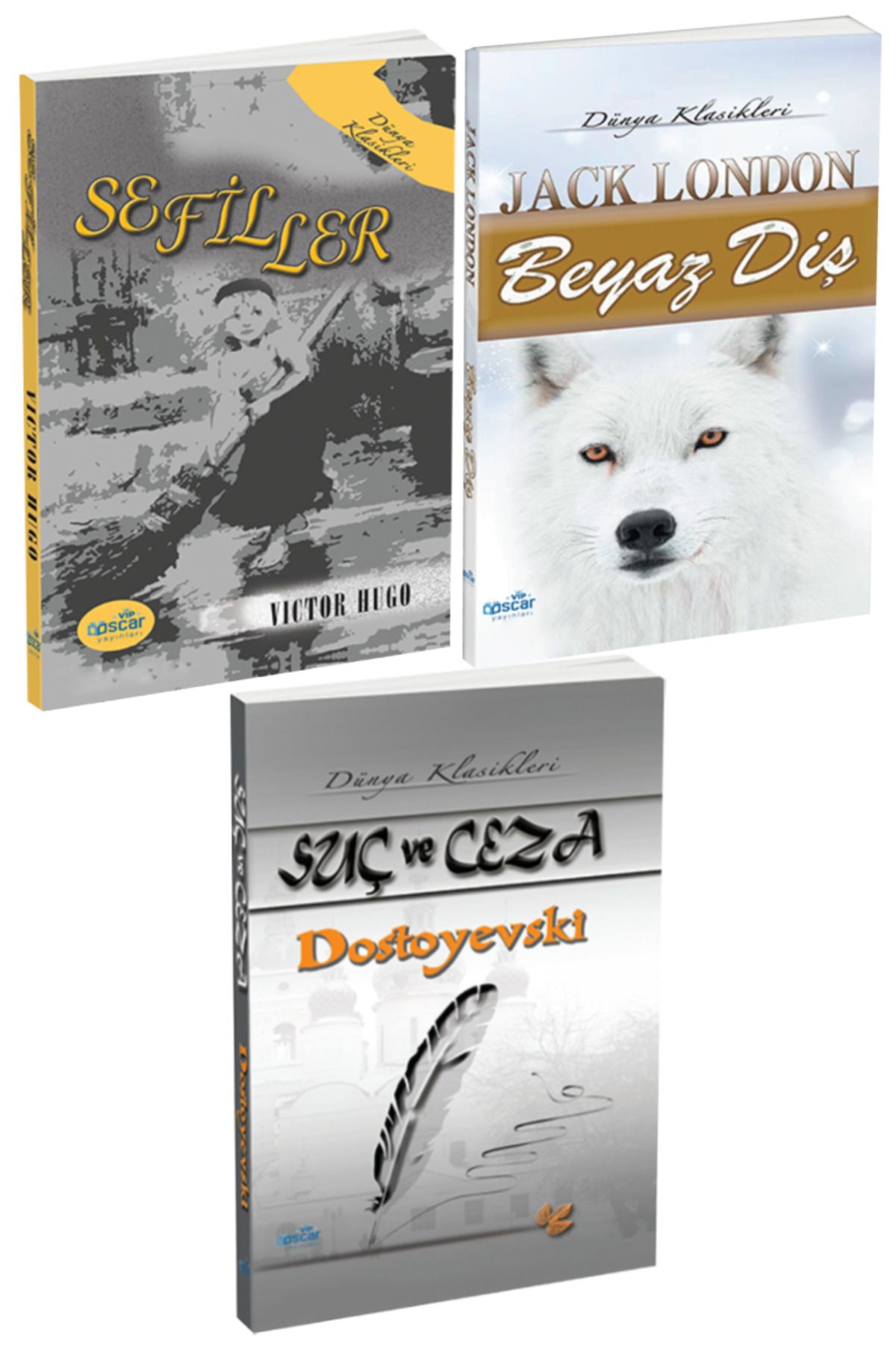 Panem Yayınları Dünya Klasikleri: Victor Hugo Sefiller + Jack London Beyaz Diş + Dostoyevski Suç ve Ceza