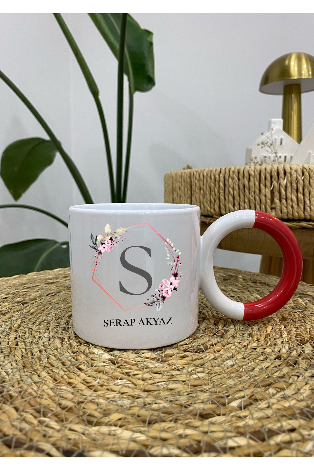 designard Sevgili Karı Koca Kırmızı Halka Kulplu Çift Kupa